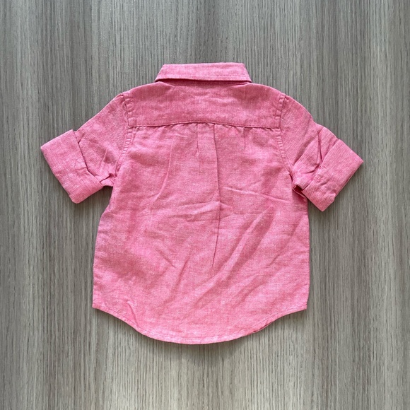 NWT Janie and Jack Linen Button Up Roll-Cuff Shirt & Striped Socks Red 12-18M - Picture 4 of 12